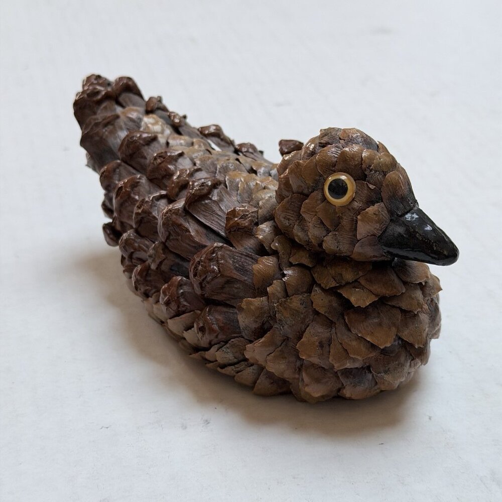 Vintage Pinecone Duck Bird Figurine Handcrafted Folk Art‎ Rustic Woodland Decor